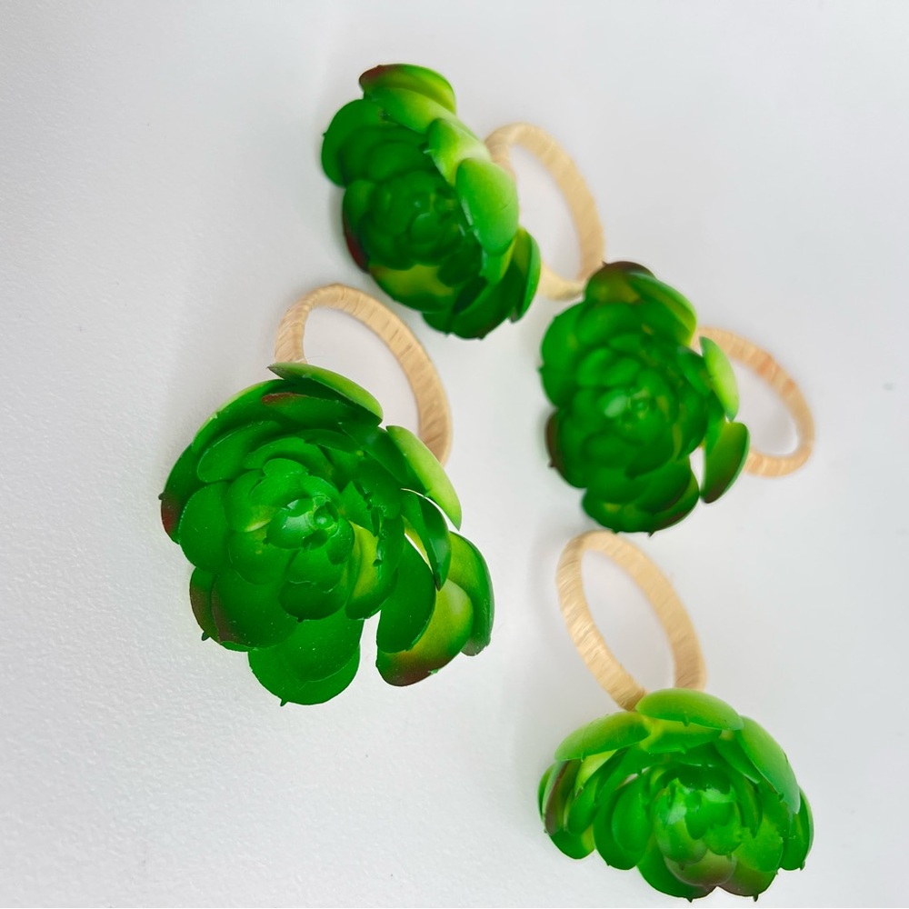 🤍Green Succulent Napkin Rings - Picture 2 of 8